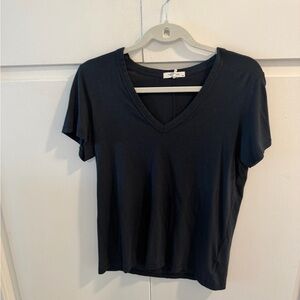 V-Neck Short Sleeve Women's Top - Black